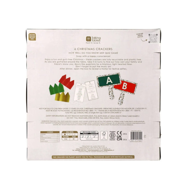 Talking Tables Christmas Crackers with Games 6pk