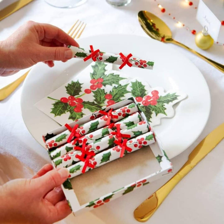 Talking Tables Holly Christmas Saucer Crackers 8pk