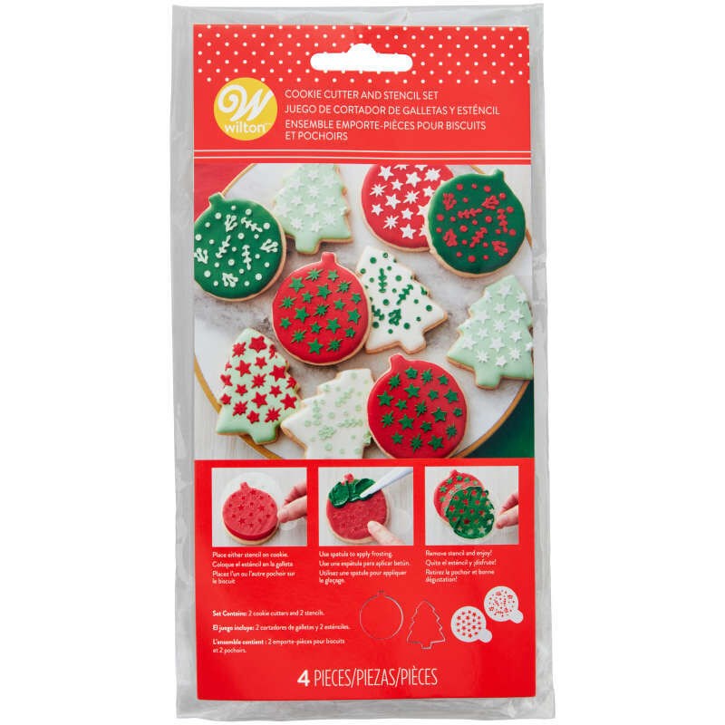 Wilton Christmas Cookie Cutter and Stencil Set 4ct