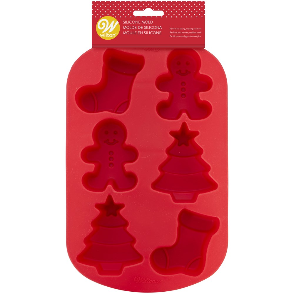 Wilton Silicone Mould Stocking, Boy, Tree 6 cavity