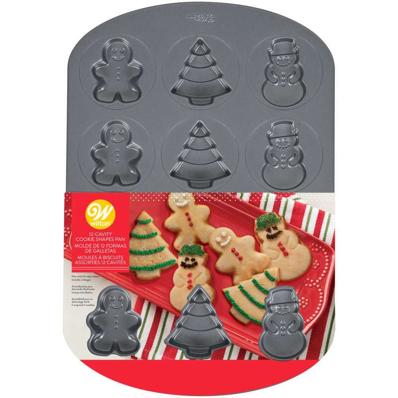 Wilton Shaped Cookie Pan Xmas 12 cavity