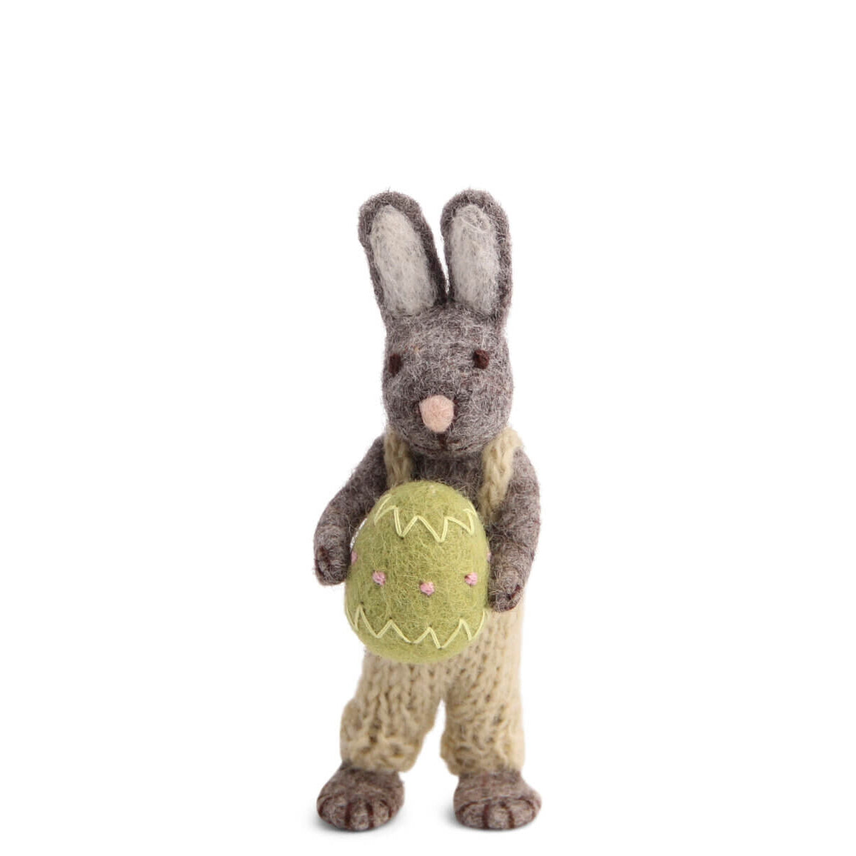 Gry & Sif Grey Bunny with Green egg 14cm