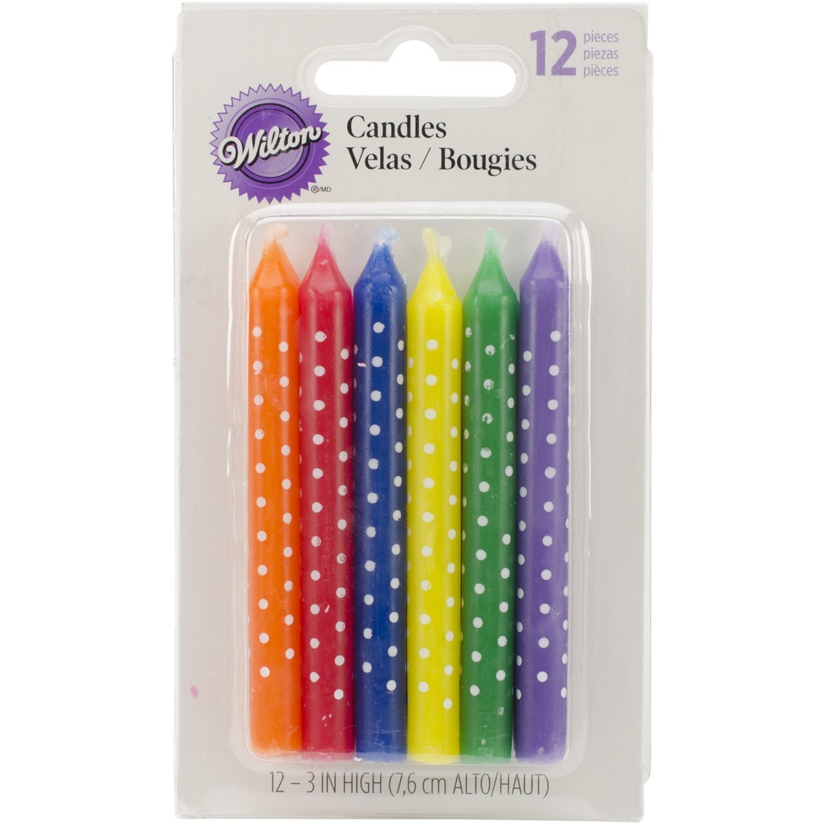Wilton Multi Colour with Dots Party Candle