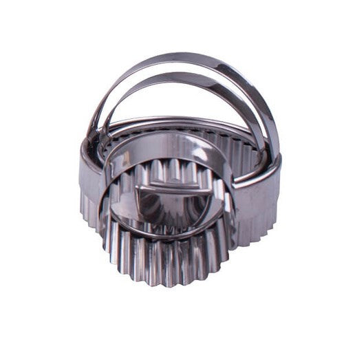 Appetito S/S Round Crinkle Cutters with Handles Set of 3