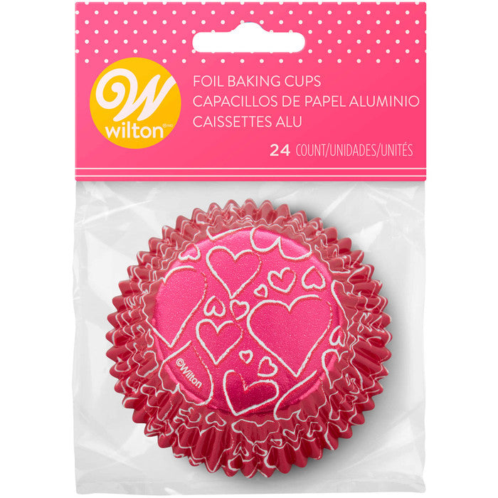 Wilton Pink Foil Hearts Standard Baking Cups 24ct
