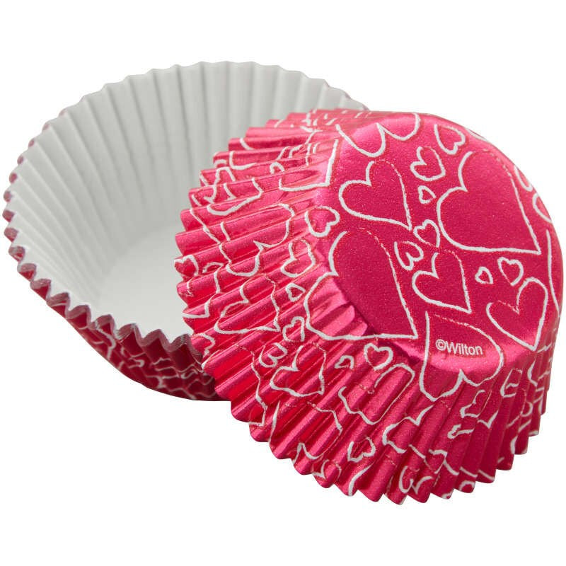 Wilton Pink Foil Hearts Standard Baking Cups 24ct