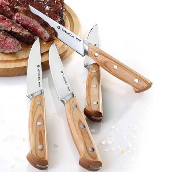 Zassenhaus Wooden Handle Steak Knife Set 4pce