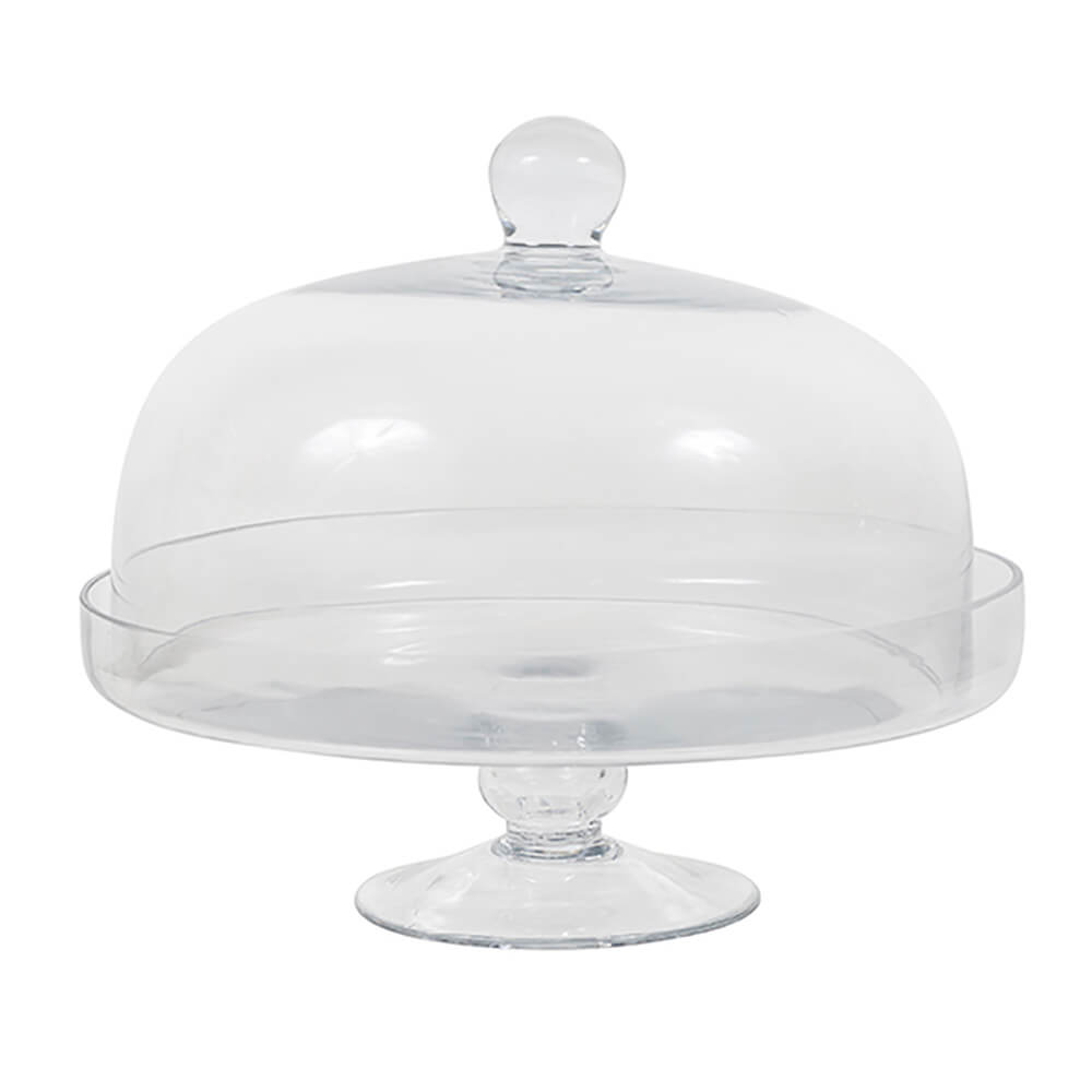 Glass Cake Stand With Dome Tall