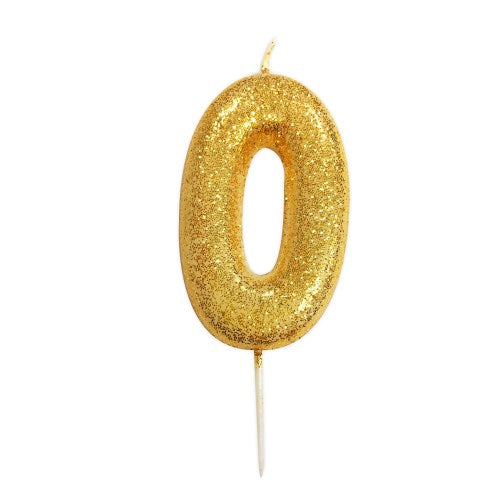 Numeral Glitter Pick Candles- Gold