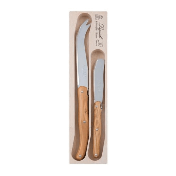 Andre Verdier Laguiole Cheese Set 2pce Olivewood