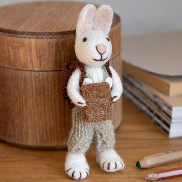 Gry & Sif White Bunny with Ochre Skirt & jacket 14cm