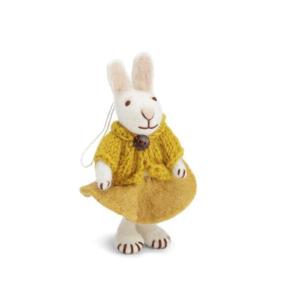 Gry & Sif White Bunny with Ochre Skirt & jacket 14cm