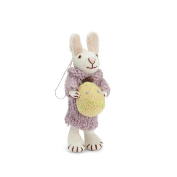 Gry & Sif White Bunny with Yellow egg 14cm