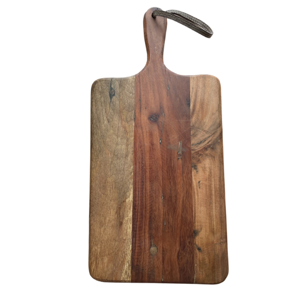 Rectangular Rustic Wood Board with Leather Hanger