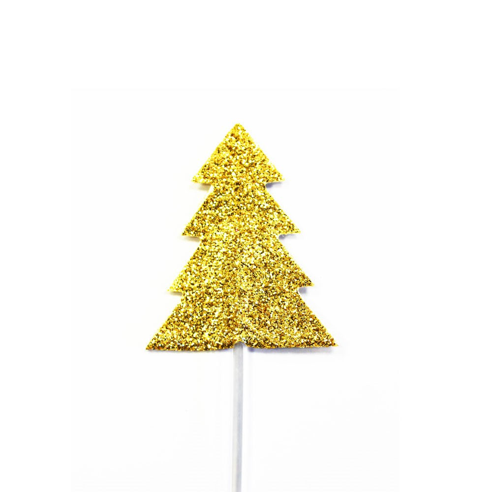 Glitter Christmas Tree Cupcake Topper 12pk