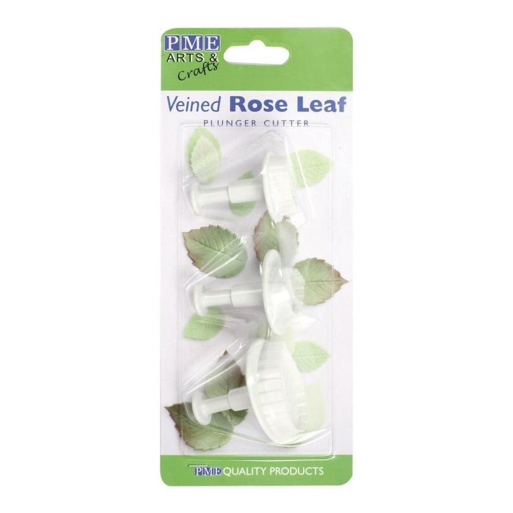 PME Veined Rose Leaf Plunger Cutters Set of 3