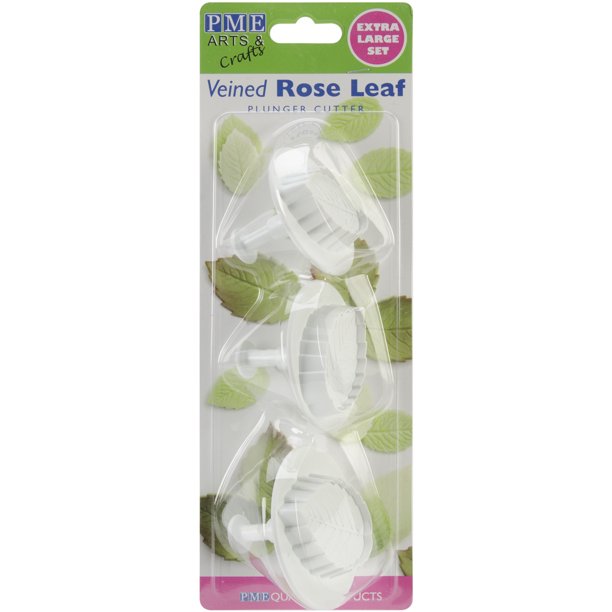 PME Plunger Cutters Larger Veined Rose Leaf 3pc Set