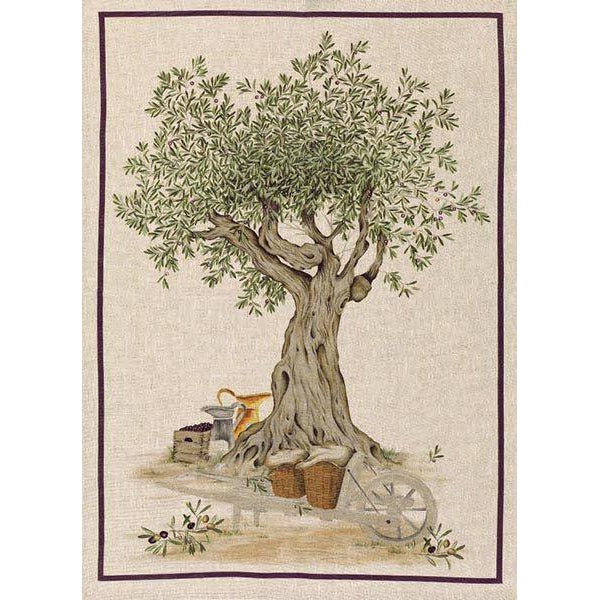 Italian Linen Tea Towel Olive Tree Viola