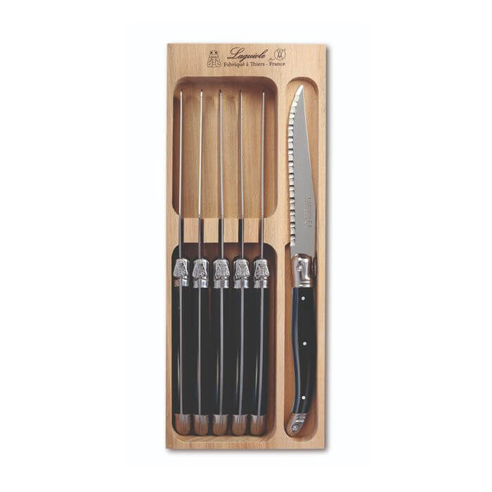 Andre Verdier Laguiole Steak Knives 6pce Black